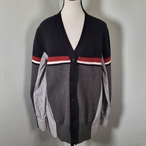 Grandpacore Button-Up Cozy Heritage Cardigan Sweater/Blouse Black Red Women's S